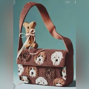 NWT Anthropologie The Fiona Beaded Bag:  Animal Edition, Multidog